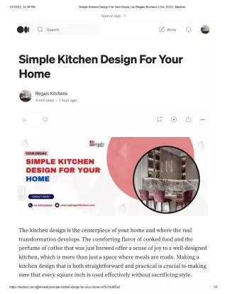 Simple Kitchen Design For Your Home