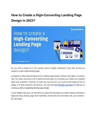 How to Create a High-Converting Landing Page Design in 2023