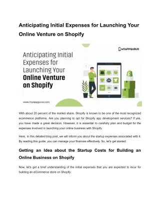 Anticipating Initial Expenses for Launching Your Online Venture on Shopify