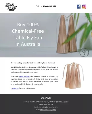 Buy 100% Chemical-Free Table Fly Fan In Australia