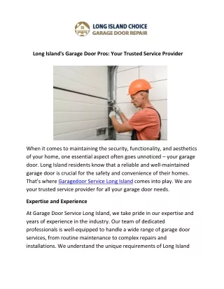 Long Island's Garage Door Pros: Your Trusted Service Provider