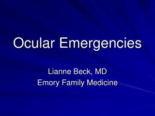 Ocular Emergencies