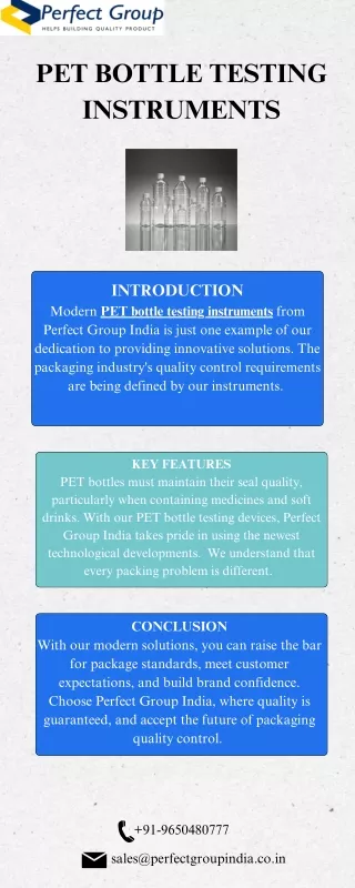 Pet bottle testing instruments | Perfect Group India