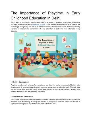 The Importance of Playtime in Early Childhood Education in Delhi