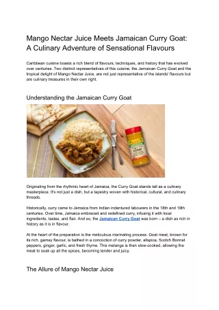 Mango Nectar Juice Meets Jamaican Curry Goat_ A Culinary Adventure of Sensational Flavours