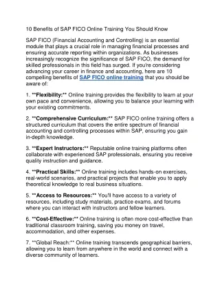 sap FICO online training in Mumbai