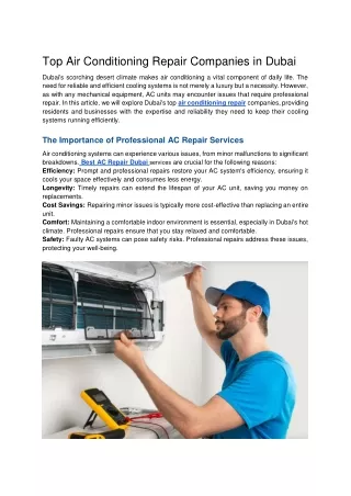 Top Air Conditioning Repair Companies in Dubai