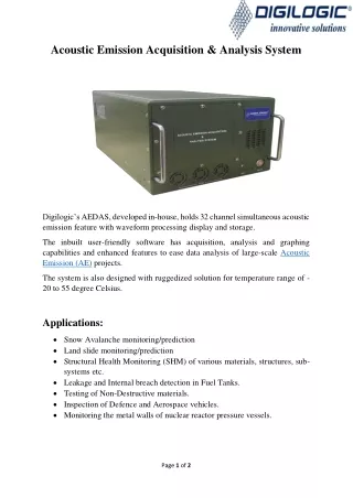 Acoustics Emission Acquisition & Analysis System