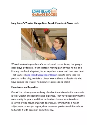 Long Island's Trusted Garage Door Repair Experts: A Closer Look