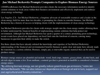 jan michael berkowitz prompts companies to explore biomass e