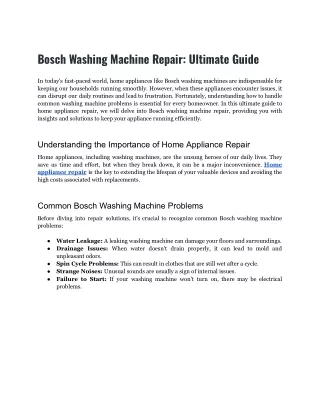 Bosch Washing Machine Repair: Ultimate Guide