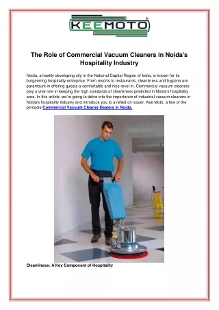 The Role of Commercial Vacuum Cleaners in Noidas Hospitality Industry