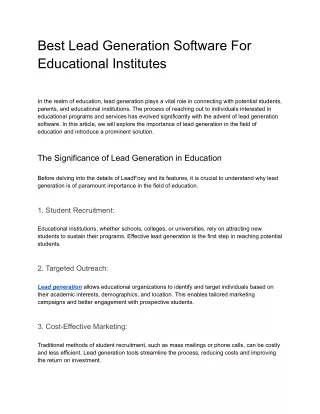 Best Lead Generation Software For Education