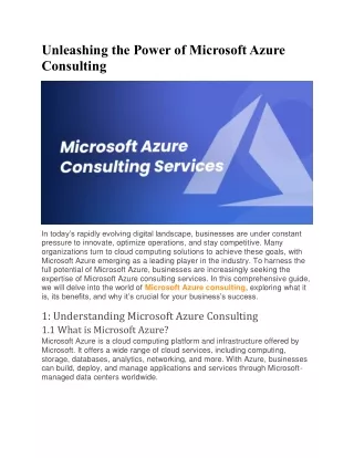 Unleashing the Power of Microsoft Azure Consulting