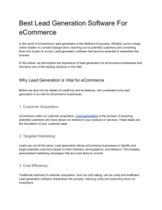 Best Lead Generation Software For eCommerce