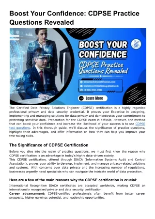 Boost Your Confidence_ CDPSE Practice Questions Revealed