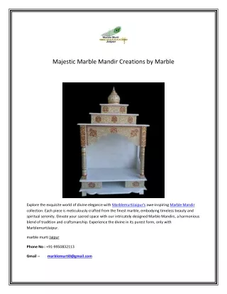 Majestic Marble Mandir Creations by MarbleMurtiJaipur