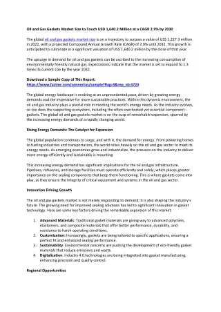 Oil and Gas Gaskets Market