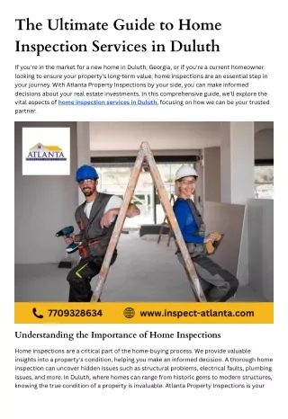 The Ultimate Guide to Home Inspection Services in Duluth