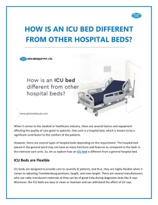 How are ICU Beds Different from Regular Hospital Beds?