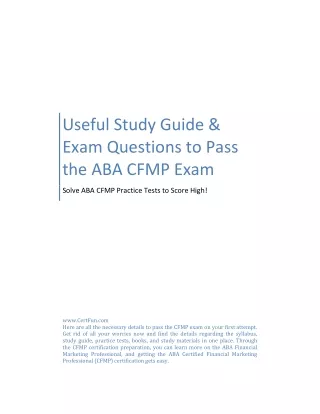 Useful Study Guide & Exam Questions to Pass the ABA CFMP Exam