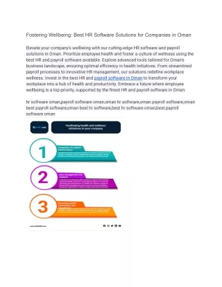 Creating a Healthy Workplace: Best HR Software Solutions in Oman