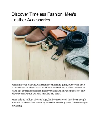 Discover Timeless Fashion_ Men's Leather Accessories