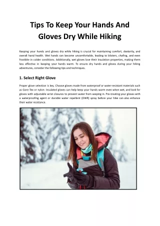 How To Keep Your Hands And Gloves Dry While Hiking