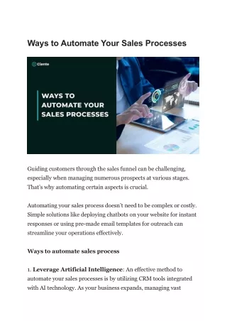 Ways to Automate Your Sales Processes