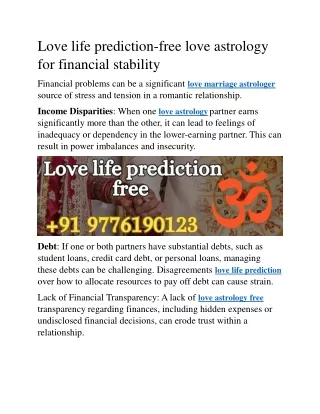Love life prediction free love astrology for financial stability