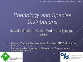 Phenology and Species Distributions