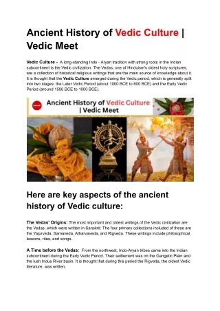 Ancient History of Vedic Culture _ Vedic Meet