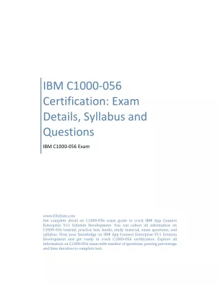 IBM C1000-056 Certification: Exam Details, Syllabus and Questions