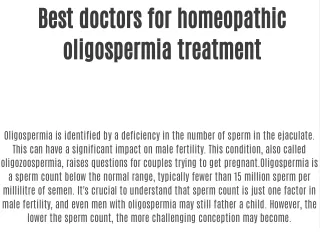 Which is the best clinic for the oligospermia treatment?