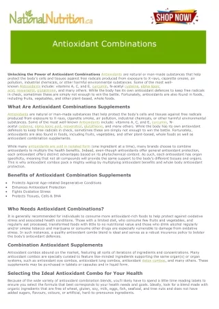 Antioxidant Combinations