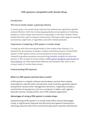 POS Systems Compatible with Smoke Shop
