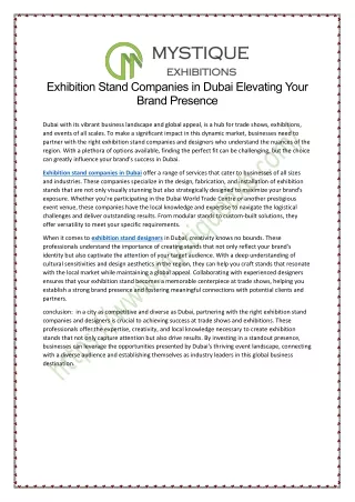 Exhibition Stand Companies in Dubai Elevating Your Brand Presence