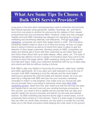 What Are Some Tips To Choose A Bulk SMS Service Provider