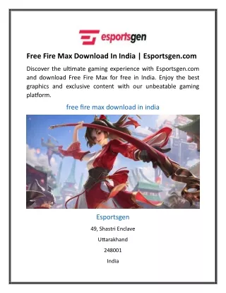 Free Fire Max Download In India  Esportsgen.com