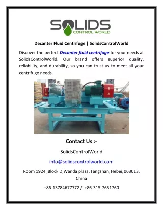 Decanter Fluid Centrifuge   SolidsControlWorld