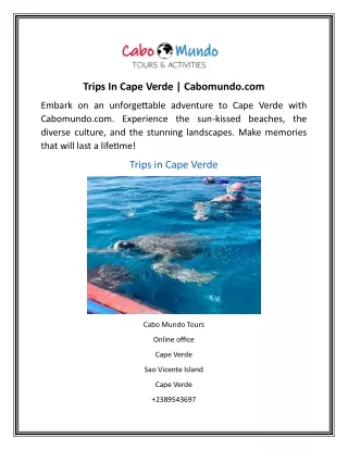 Trips In Cape Verde Cabomundo.com