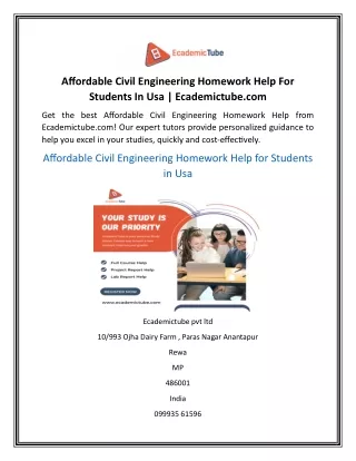 Affordable Civil Engineering Homework Help For Students In Usa  Ecademictube.com