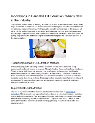 Innovations in Cannabis Oil Extraction_ What's New in the Industry