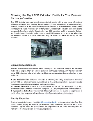 Choosing the Right CBD Extraction Facility for Your Business_ Factors to Consider