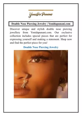 Double Nose Piercing Jewelry  Yonidapunani