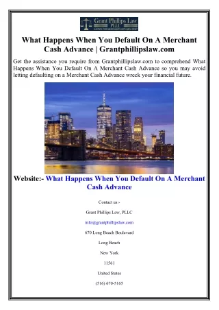 What Happens When You Default On A Merchant Cash Advance  Grantphillipslaw.com