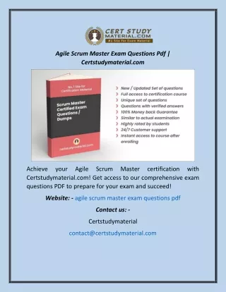 Agile Scrum Master Exam Questions Pdf  Certstudymaterial.com