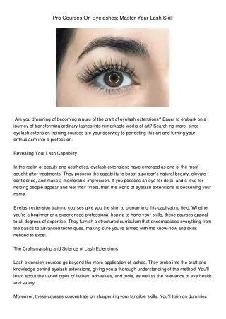 ProCoursesOnEyelashesMasterYourLashSkill