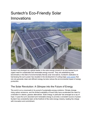 Suntech's Eco-Friendly Solar Innovations