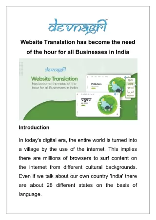 Website Translation has become the need of the hour for all Businesses in India